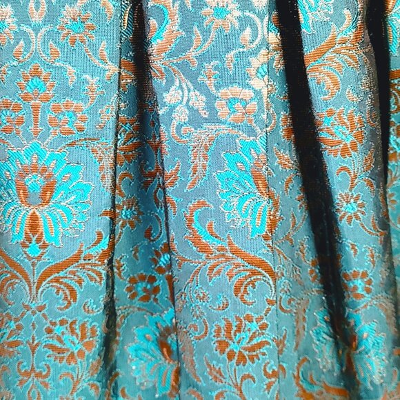 Floral Jacquard Holiday Dress in Green Girls 10 - Picture 12 of 16